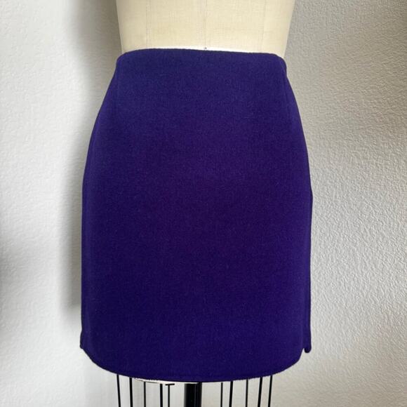 Elie Tahari | Purple Wool Hi-Lo Mini Skirt Size 6 - Picture 1 of 10